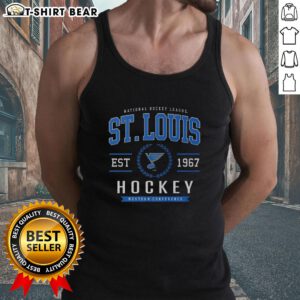 Hot St. Louis Blues Hockey Legacy Crest Tank Top featuring the team's iconic logo and vibrant blue colors.