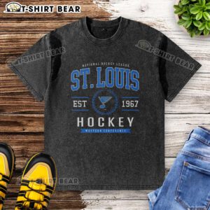 Hot St. Louis Blues Hockey Legacy Crest Washed T-Shirt featuring the iconic Blues logo on a stylish design.