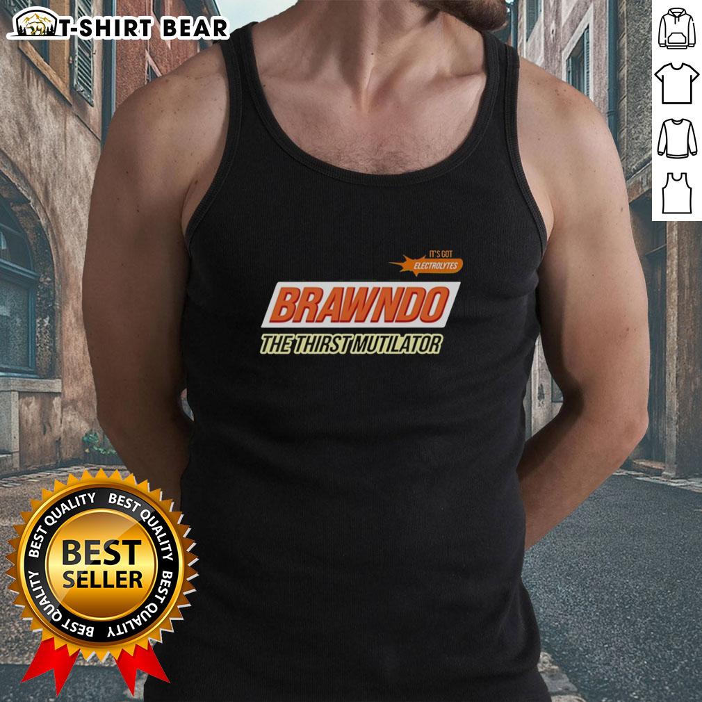 Nice Brawndo The Thirst Mutilator tank top featuring vibrant graphics and a relaxed fit, perfect for fans of the cult classic.
