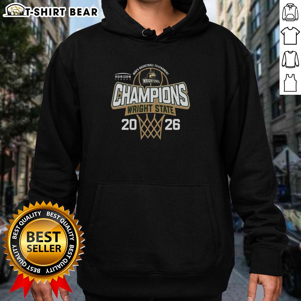Alt Text: Wright State Raiders 2026 Horizon League Men's Basketball Tournament Champions hoodie in stylish design.