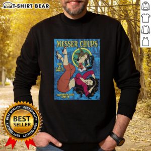 Official Messer Chups Whistle Bait silkscreen poster on a stylish sweatshirt featuring vibrant graphics and unique design.