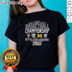 Official NCAA Division I Women's Basketball Championship 2026 Ladies Tee featuring March Madness logo and vibrant design.