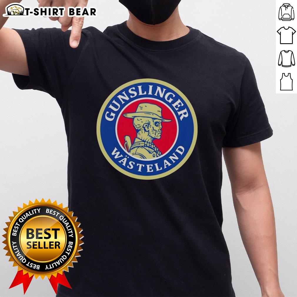 Official Skeleton Cowboy Gunslinger Wasteland Retro T-Shirt featuring a bold skeleton design with western elements.