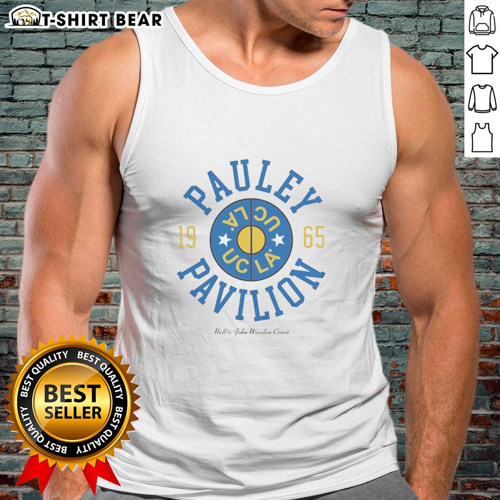 1995 UCLA Nell and John Wooden Court tank top featuring Pauley Pavilion indoor arena design.