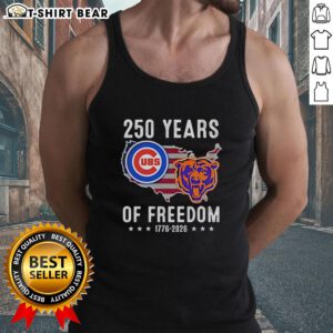 Original America Chicago Cubs and Chicago Bears 250 Years of Freedom tank top, showcasing team logos and patriotic design.