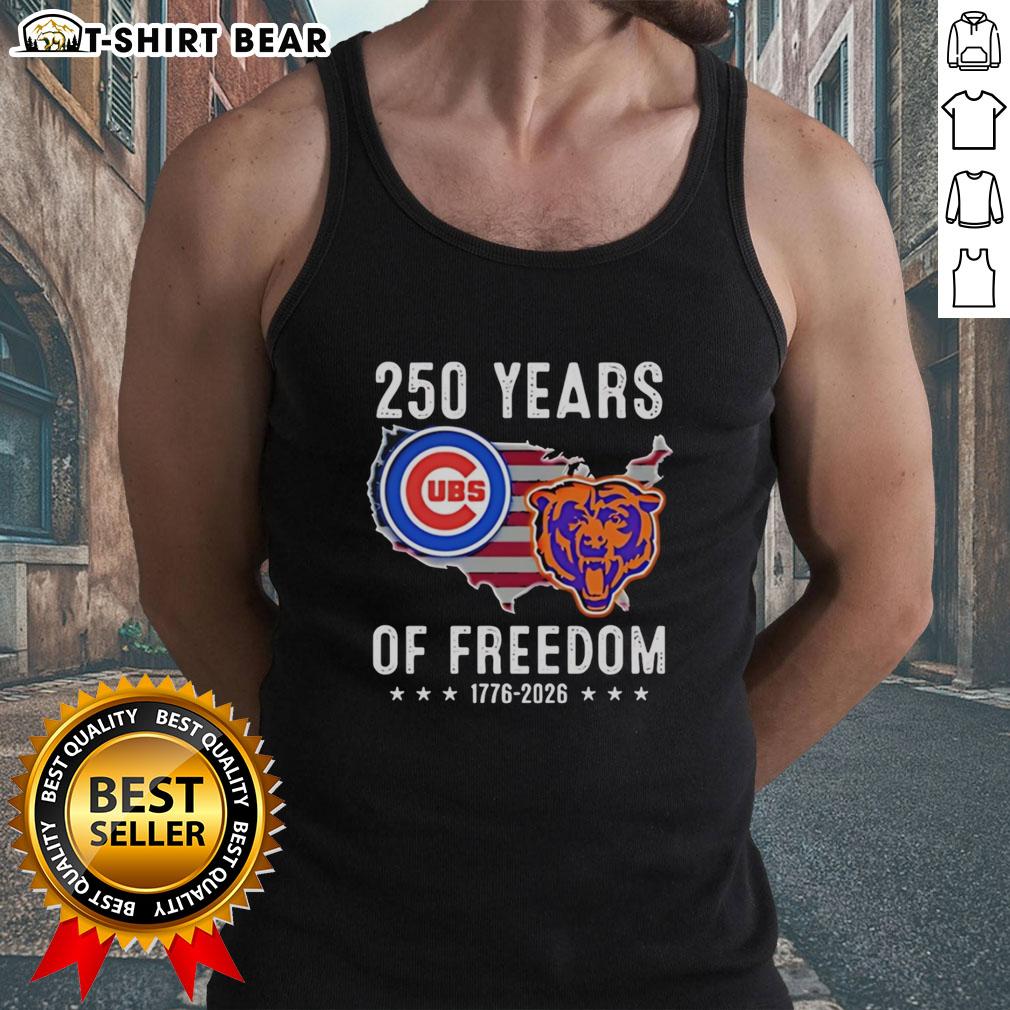 Original America Chicago Cubs and Chicago Bears 250 Years of Freedom tank top, showcasing team logos and patriotic design.