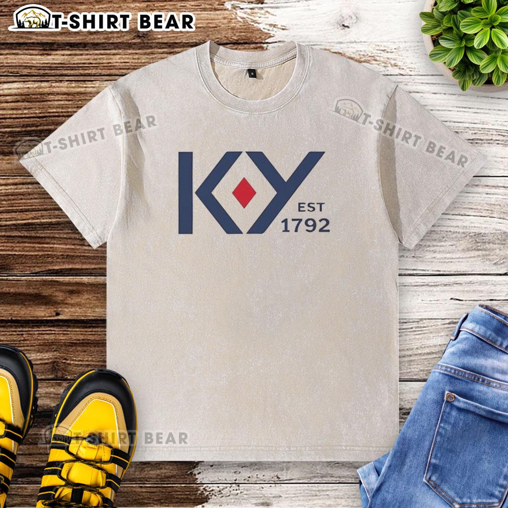 Alt Text: Original Come To Ky Kentucky Est 1792 Washed T-Shirt featuring a vintage design and soft fabric for comfort.