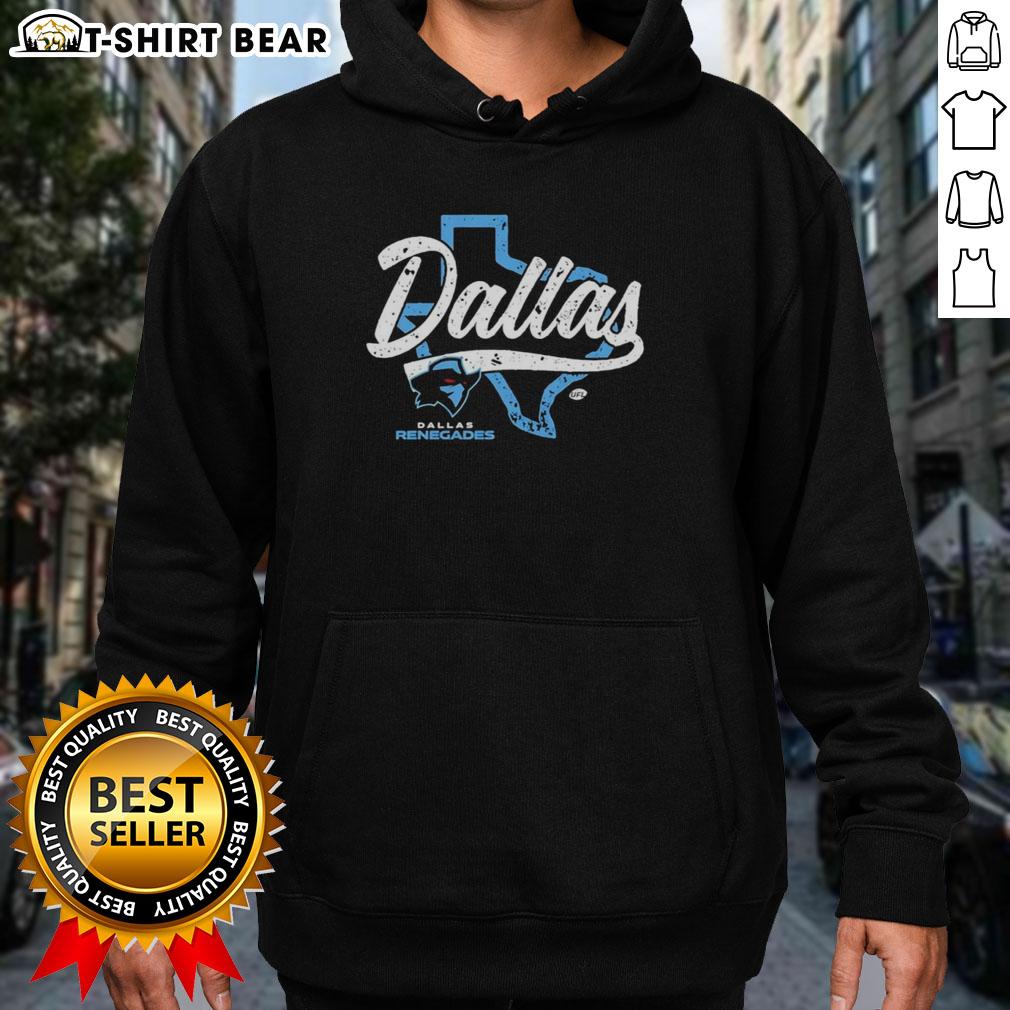 Original Dallas Renegades UFL State Outline Hoodie in navy blue, featuring the team's logo and stylish design.