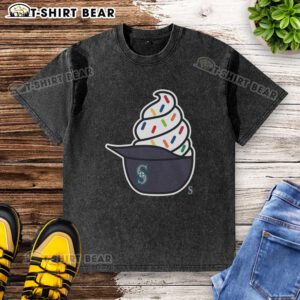 Original Seattle Mariners ice cream washed t-shirt in vibrant colors, featuring team logo and soft fabric.