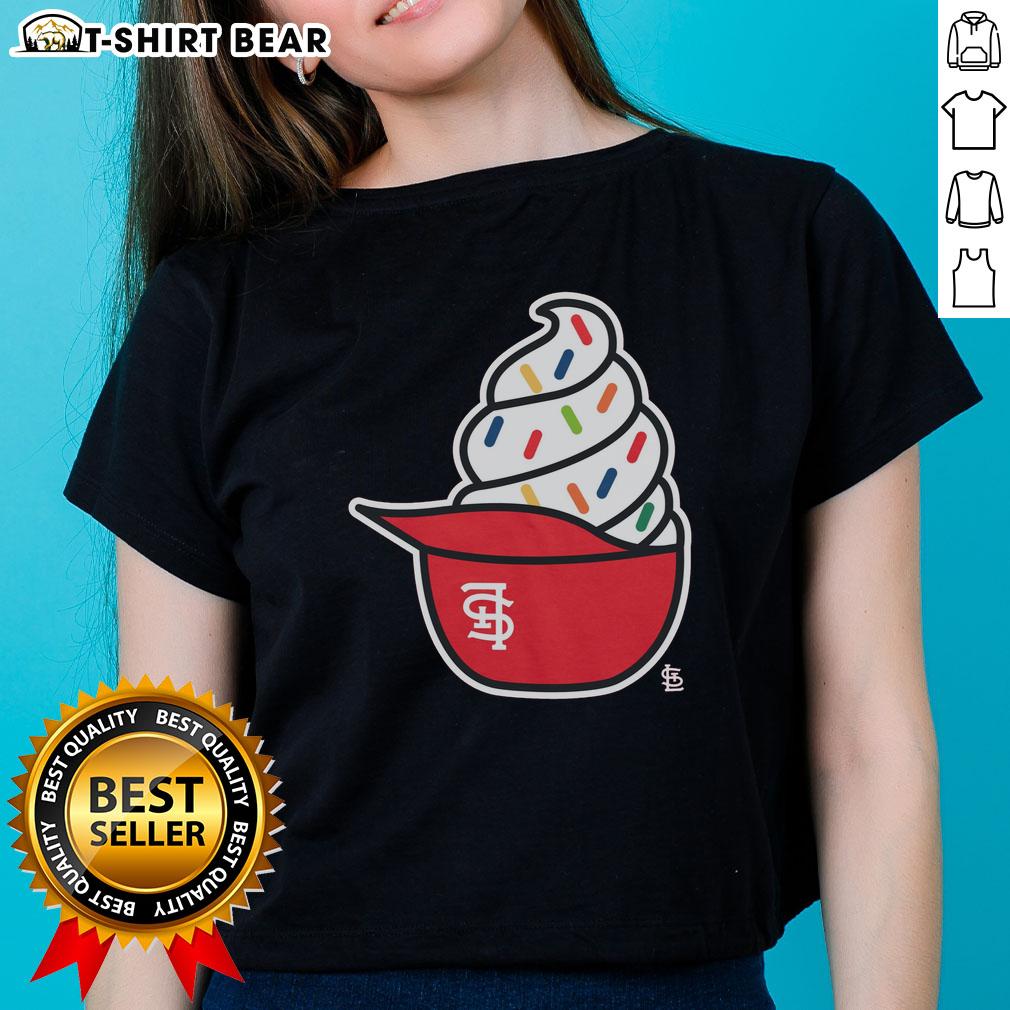 Original St. Louis Cardinals Ice Cream Ladies Tee featuring vibrant team colors and logo, perfect for fans.