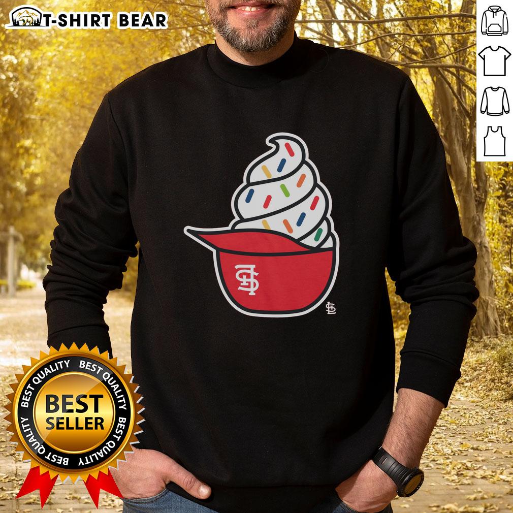 Alt Text: Original St. Louis Cardinals ice cream sweatshirt featuring vibrant team colors and logo for fans and collectors.