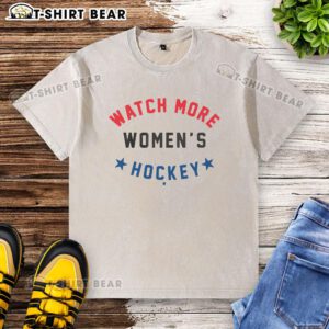 Original Watch More Women's Hockey Washed T-Shirt featuring a vintage design in soft fabric, perfect for hockey fans.
