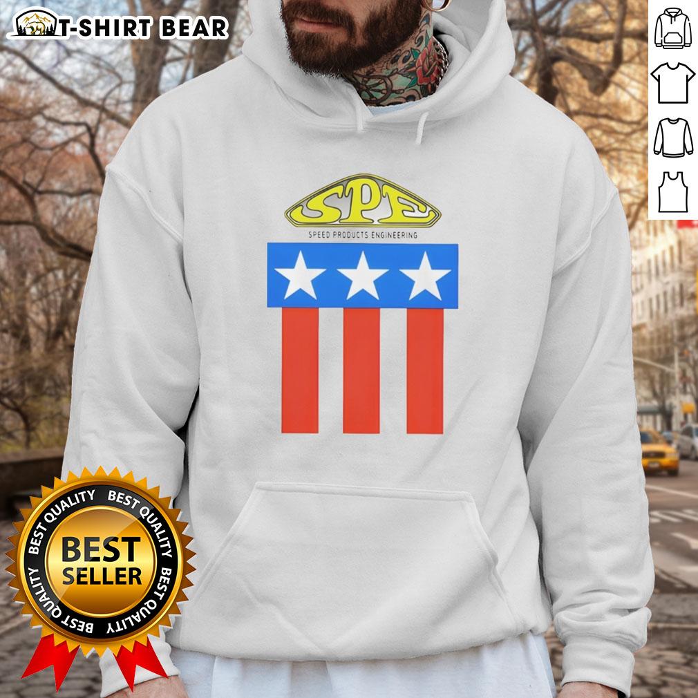 Premium Spe Speed Products Engineering logo hoodie in black, showcasing a stylish design for automotive enthusiasts.