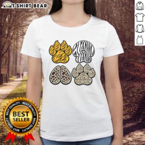 Stylish ladies tee featuring a pretty animal print paws design, perfect for casual wear and animal lovers.