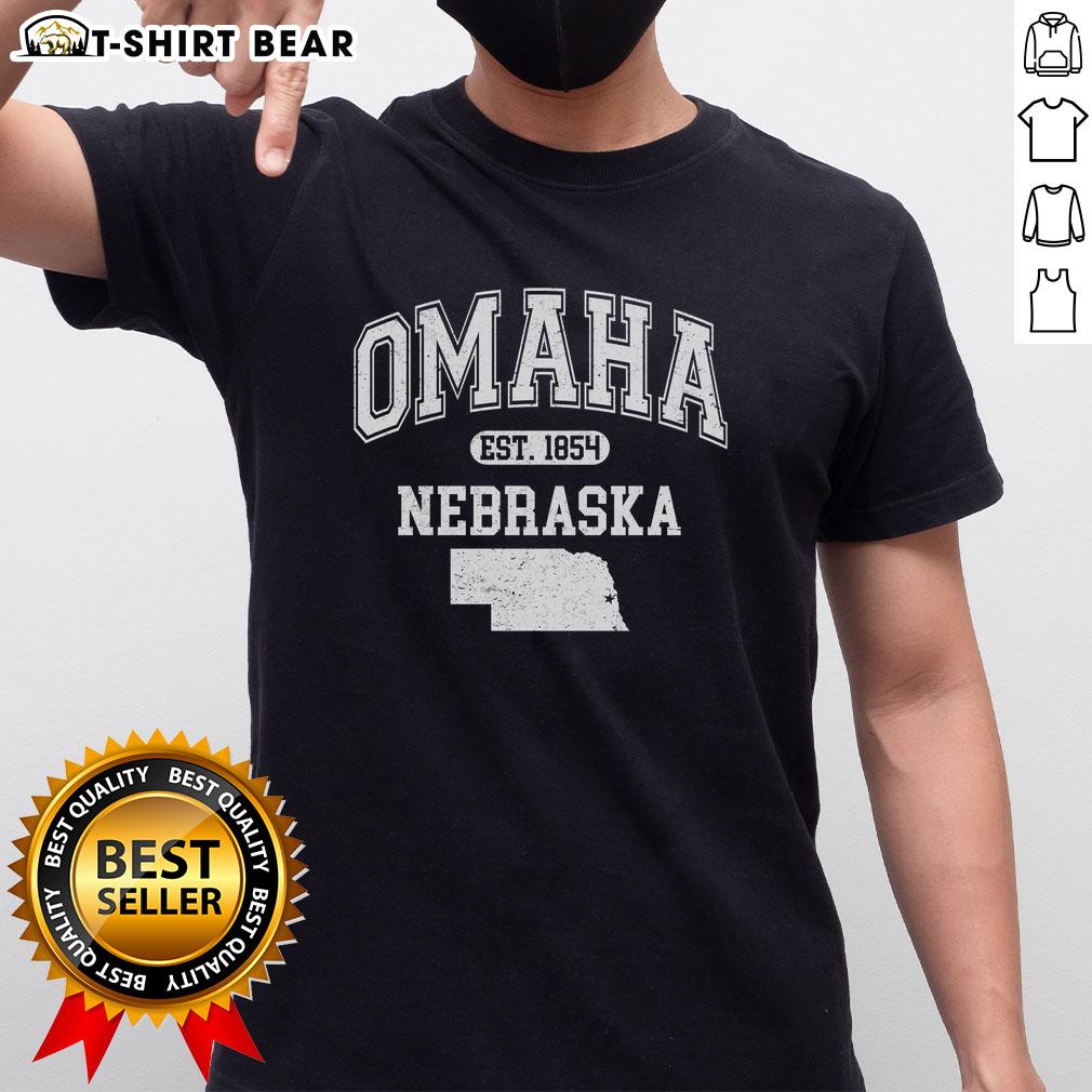 Pretty Omaha Nebraska Est 1854 varsity t-shirt featuring a stylish design and vibrant colors, perfect for local pride.