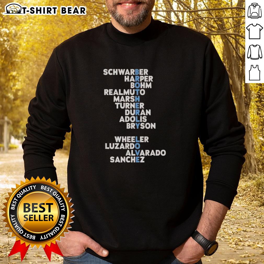 2026 Philadelphia Phillies Brotherly Love Names Sweatshirt featuring team colors and logo, perfect for fans.