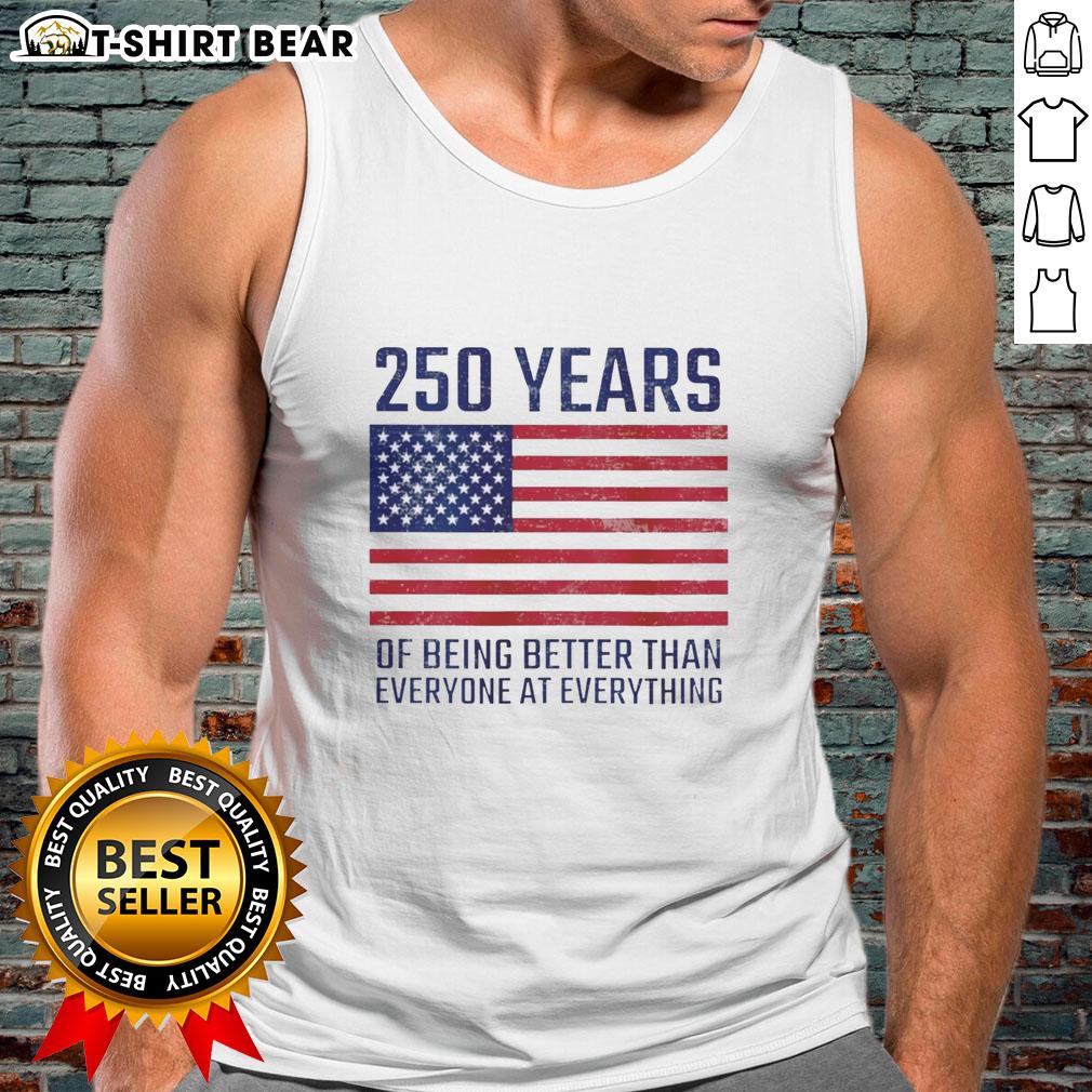 America Flag Tank Top celebrating 250 years of excellence, perfect for patriotic outfits and summer events.