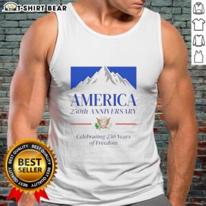 Alt Text: Top America 250th Anniversary Mountain Beer tank top celebrating 250 years of freedom in stylish design.