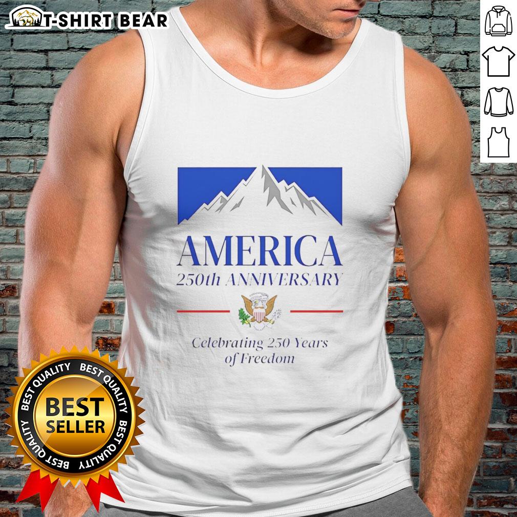 Alt Text: Top America 250th Anniversary Mountain Beer tank top celebrating 250 years of freedom in stylish design.