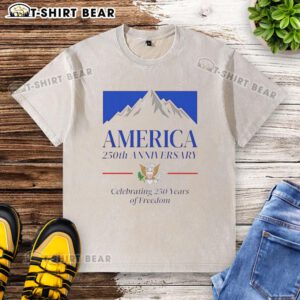 Top America 250th Anniversary Mountain Beer T-Shirt celebrating 250 years of freedom in a stylish, washed design.