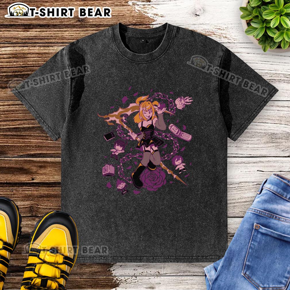Top Angel of Death washed t-shirt featuring a striking graphic design, perfect for edgy fashion enthusiasts.