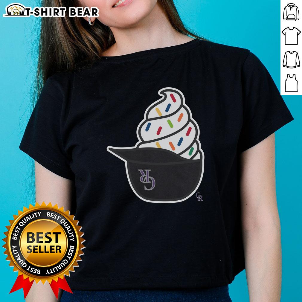 Top Colorado Rockies Ice Cream Ladies Tee featuring a stylish design perfect for baseball fans and summer outings.