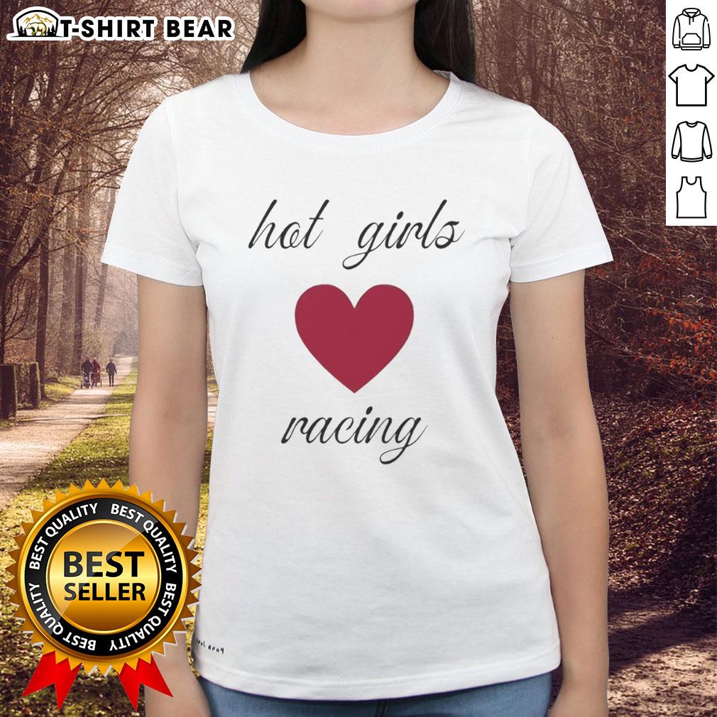 Top hot girls love racing in stylish 'BookswithJess' ladies tee, showcasing a fun and fashionable racing theme.