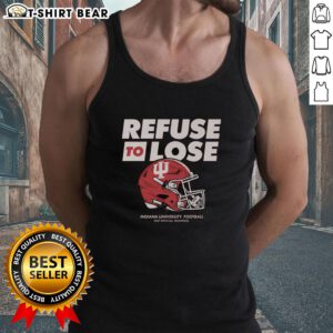 Top IU Football 'Refuse to Lose' tank top featuring bold graphics in cream color for fans and athletes.