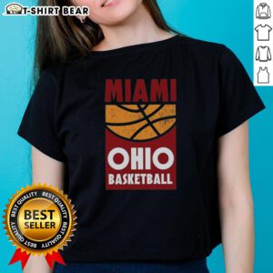 Vintage Miami Ohio Basketball graphic tee for ladies, perfect for college fans and retro style enthusiasts.