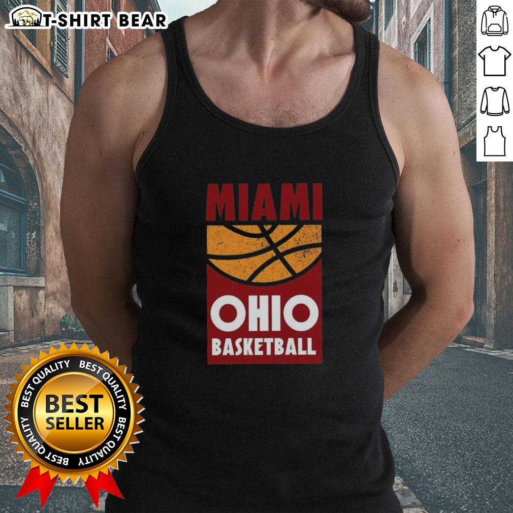 Vintage retro Miami Ohio basketball tank top for college fans featuring iconic graphics and vibrant colors.