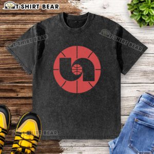Alt Text: Vintage 1980s Nebraska Basketball logo on a washed t-shirt, perfect for fans and collectors of retro sports apparel.