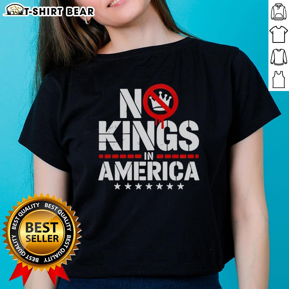 Top Patriotic No Kings In America Political Ladies Tee featuring a bold design for proud American women.