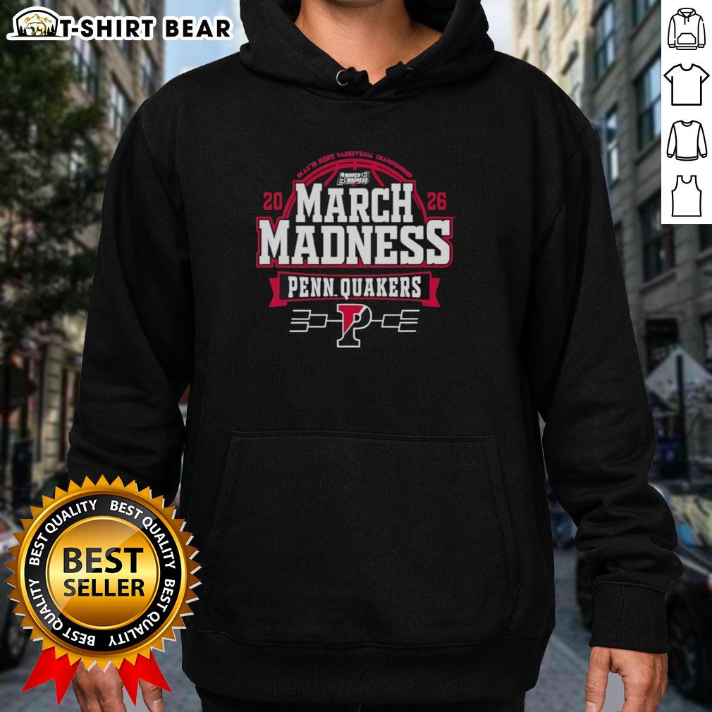 Top Pennsylvania Quakers 2026 NCAA Men's Basketball March Madness Bound Hoodie design featuring team colors and logo.