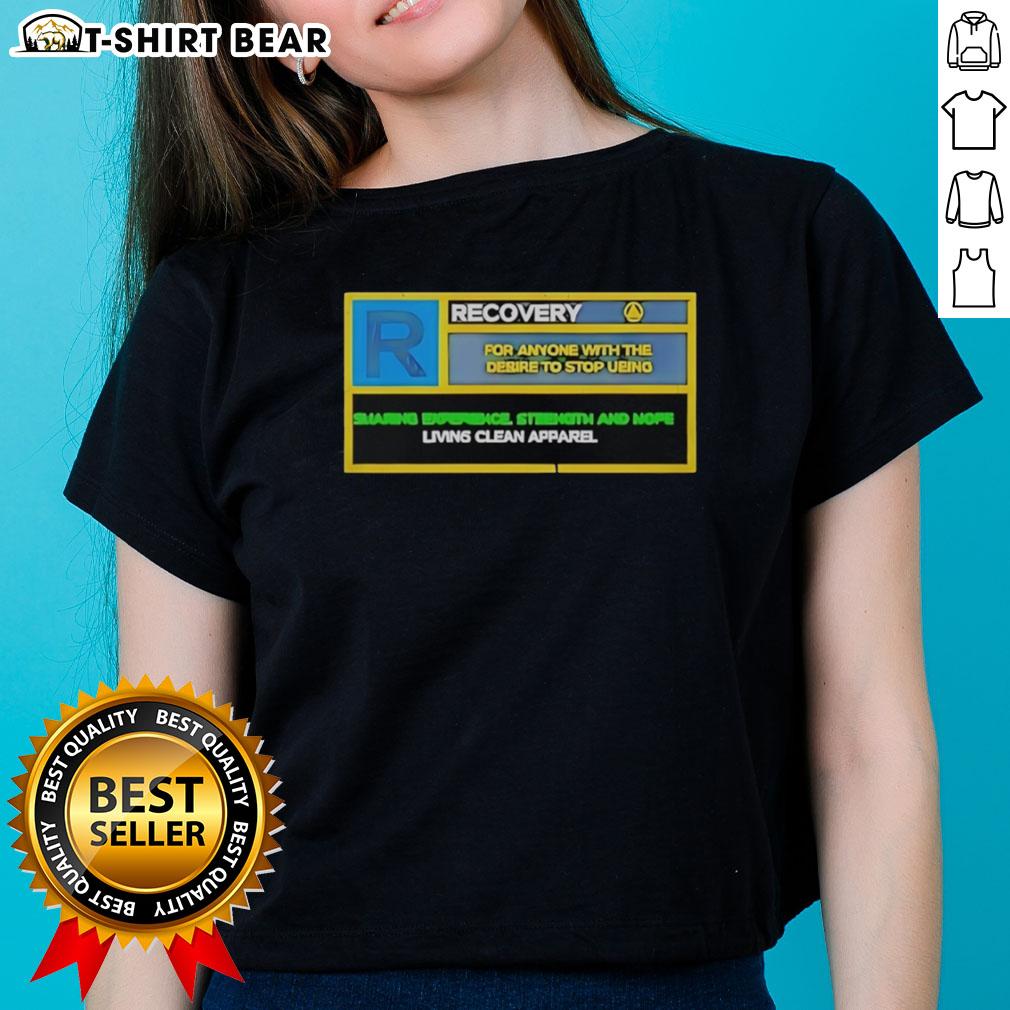 Empowering ladies tee featuring 'Top Recovery for Anyone' slogan, perfect for sharing strength and support in recovery.
