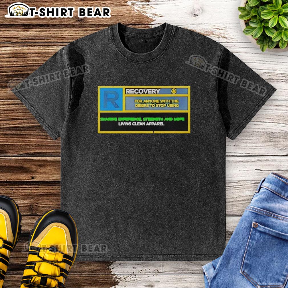 Top recovery t-shirt for anyone wanting to stop using, featuring 'Sharing Experience Strength' design in vibrant colors.