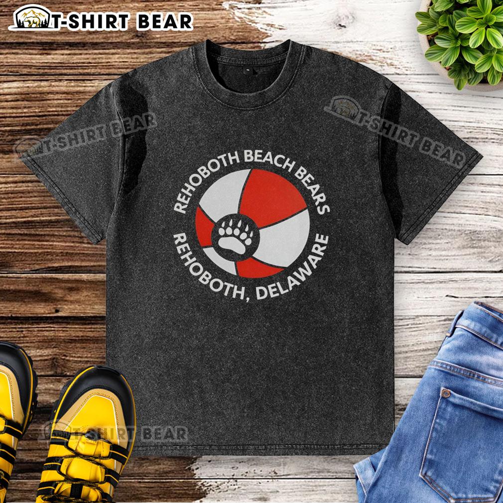 Alt Text: Top Rehoboth Beach Bears logo on a washed t-shirt, showcasing Rehoboth Delaware beach spirit and style.