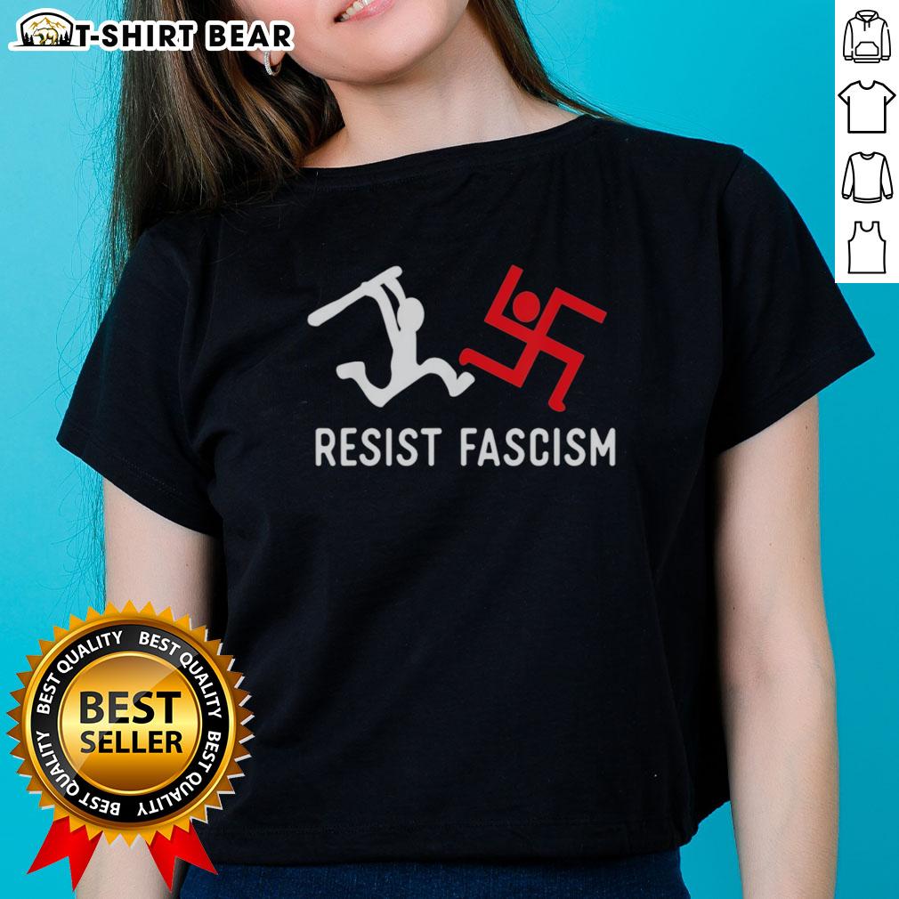 Awesome Resist Fascism Ladies Tee featuring bold typography and a stylish design for empowering women's activism.
