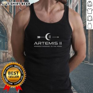 Good Artemis II Manned Mission to the Moon tank top featuring a graphic design of the rocket and lunar imagery.