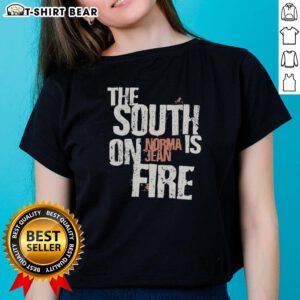 Good Norma Jean The South Is On Fire ladies tee featuring vibrant colors and stylish design for trendy summer fashion.
