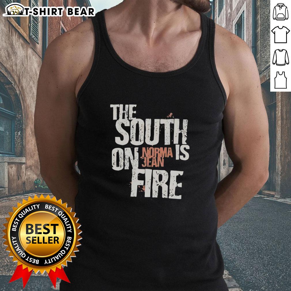 Alt Text: Good Norma Jean The South Is On Fire tank top featuring bold design and vibrant colors for summer fashion.