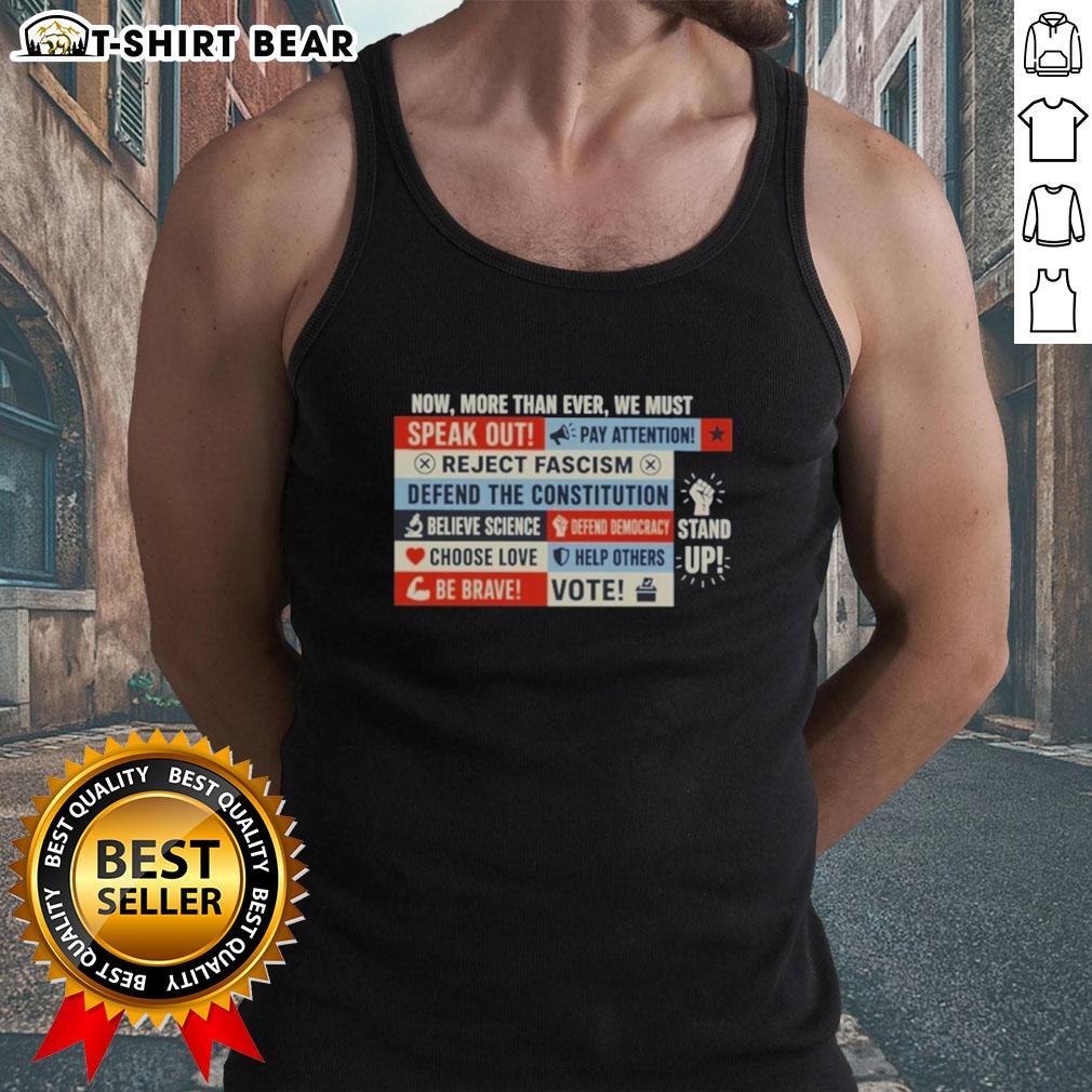 Good Now More Than Ever We Must Feminist Tank Top showcasing a bold feminist message on a stylish black tank.