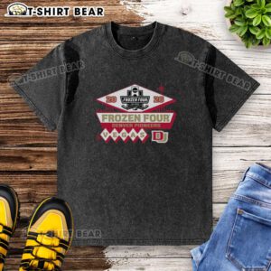 Denver Pioneers Men's Ice Hockey 2026 NCAA Frozen Four washed t-shirt featuring team logo and vibrant colors.