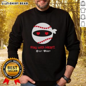 Good Pitching Ninja Play With Heart sweatshirt featuring a playful design, perfect for baseball fans and athletes.