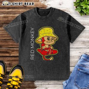 Good Red Monkey Angry Washed T-Shirt design featuring a vibrant red monkey illustration on a casual tee.