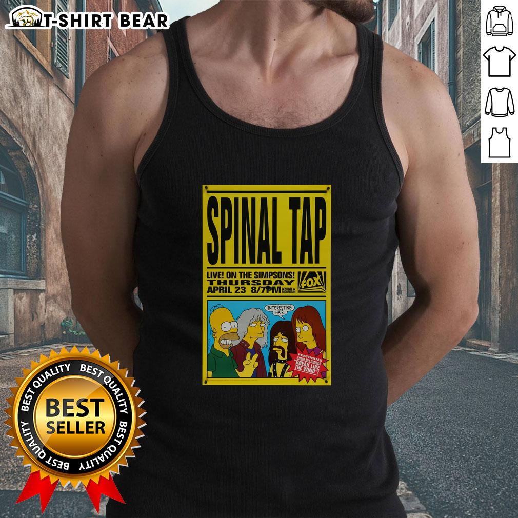 Good Spinal Tap live on The Simpsons tank top design for April 23 event, featuring bold graphics and vibrant colors.