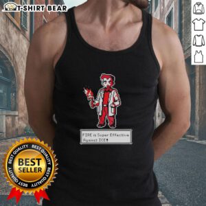 Pixel art tank top featuring a fiery design, perfect for battling Ice Pokmon with Hot Fire effectiveness.