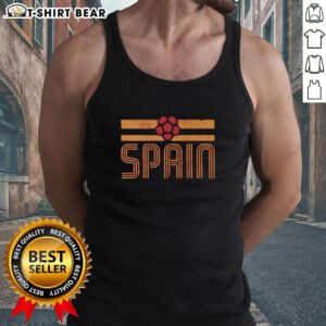 Hot Spain Retro Stripe World Cup Football Tank Top featuring vibrant colors and stylish design for sports enthusiasts.