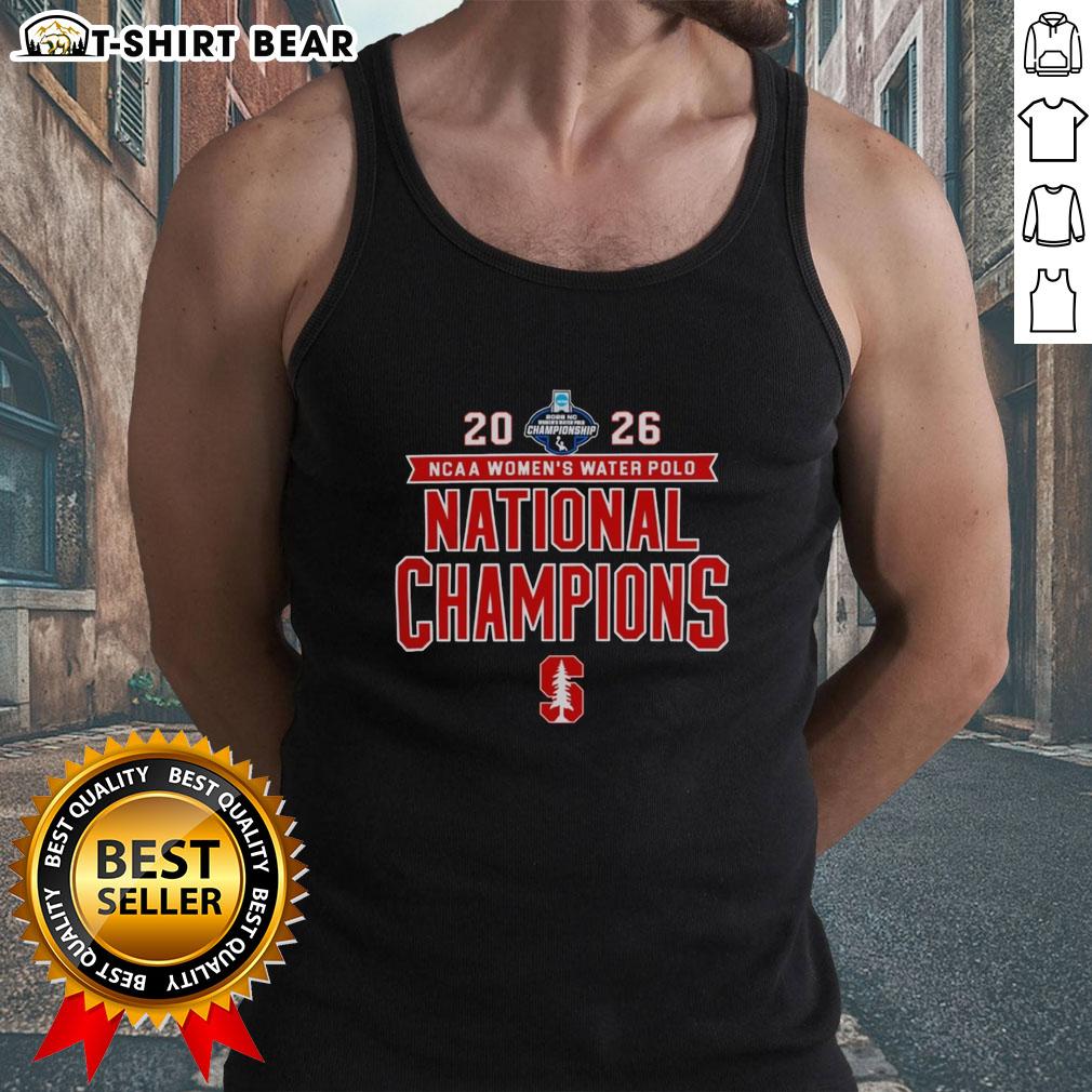 Stanford Cardinal victory tank top celebrating the 2026 NCAA Women's Water Polo National Champs.
