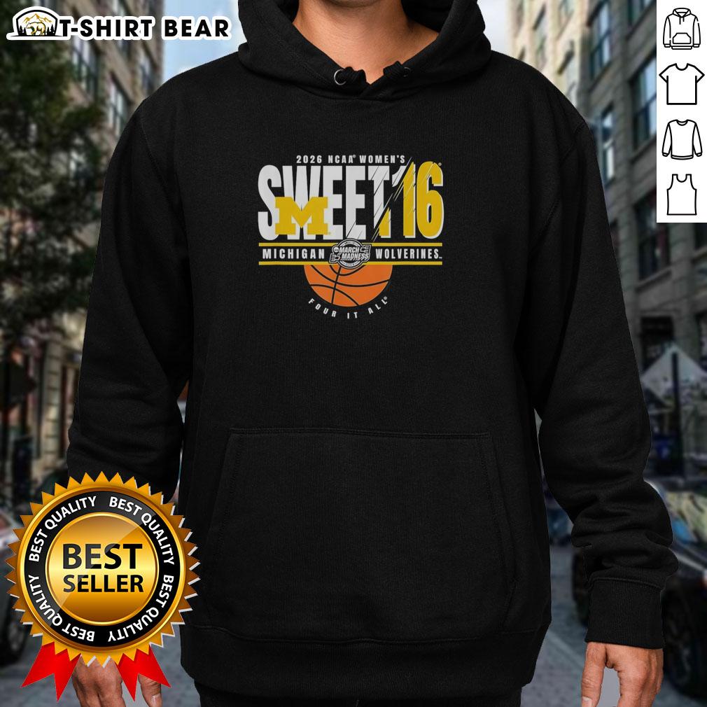 Nice Michigan Wolverines NCAA Women's Sweet 16 2026 Men's March Madness Four It All Hoodie Nice Michigan Wolverines NCAA Women's Sweet 16 2026 Men's March Madness Four It All Hoodie in blue and maize.