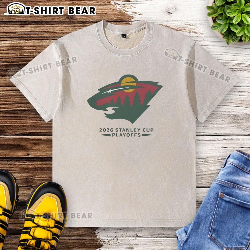 Nice Minnesota Wild NHL 2026 Stanley Cup Playoffs washed t-shirt featuring team logo and vibrant design.